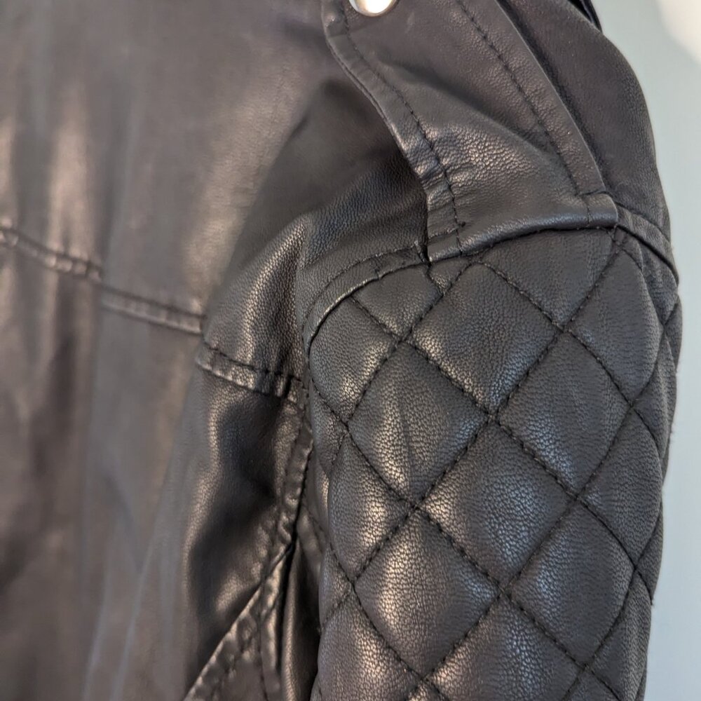 Topshop Black Faux Leather Biker Jacket - Picture 3 of 5